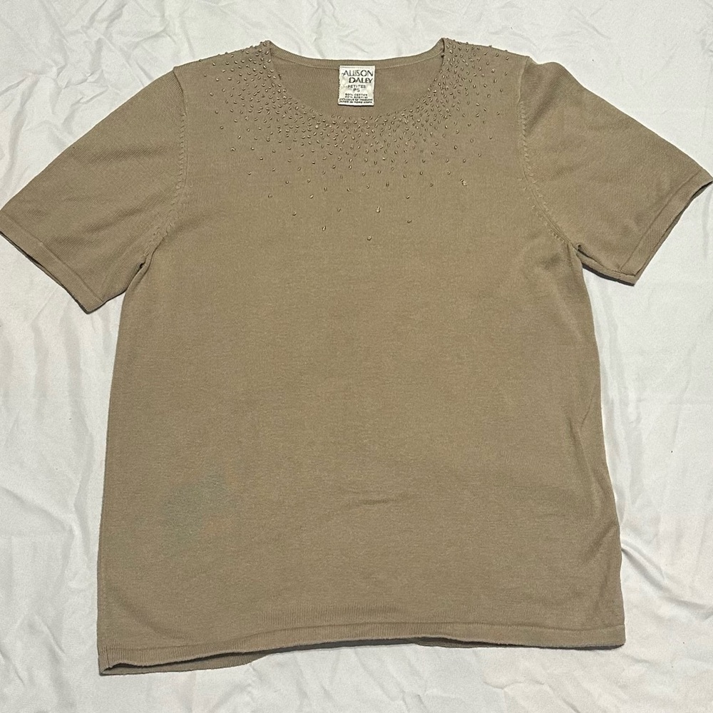 Allison Daley Tan Short Sleeve Blouse